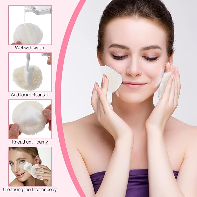Bokon Loofah Exfoliating Face Pads 2.36 Inches Round Natural Loofah Sponge Body Face Scrubber Remove Dead Skin Facial Pad Bulk for Bath Shower Spa Skin Cleaning Women Men(25 Pcs,White)