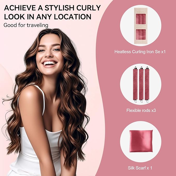 Heatless Curls Overnight Set - Jumbo Overnight Hair Curlers to Sleep In, Soft Velvet Hair Rollers for Women, No Damage Curls Styling Tools 8pcs