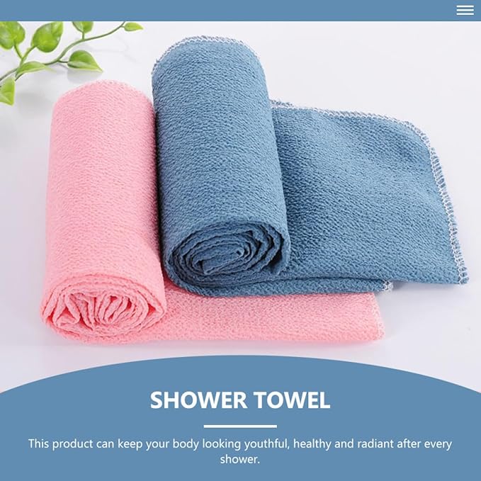 2pcs Back Scrubber Straps Exfoliating Rubbing Towels with Coarse Texture for Shower Use, Sturdy Dual-Sided Bath Towels for Men and Women, Home and Travel Bath Accessories