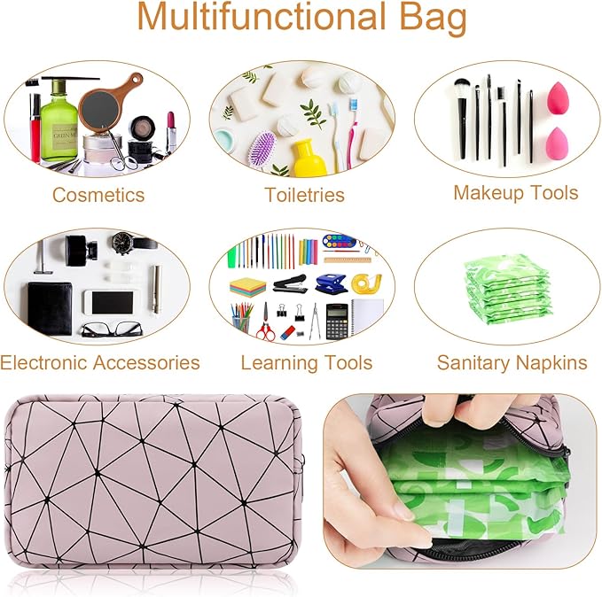 Period Bag for Teen Girls, Leather Sanitary Napkin Storage Bag, Portable Menstrual Pad Bag Period Pads Pouch, Small Make Up Bags