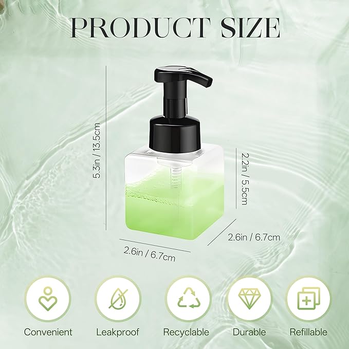 8.5 oz Foaming Soap Dispenser Plastic Foaming Pump Bottle, Refillable Dispenser with Plastic Pump, Empty Hand Bottles for Liquid Soap, Shampoo, Bathroom,Hotel,Restaurant (30, Transparent)