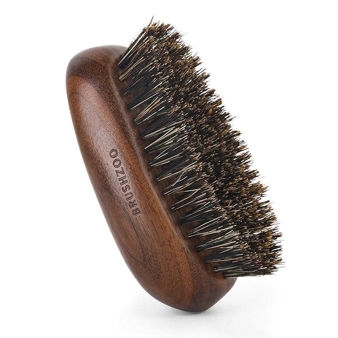 BRUSHZOO Beard Brush, Black Walnut Boar Bristles Brush for men Soften Beard, Reduce Beard-Itch, Control Oil, Perfect Beard Styling Tool