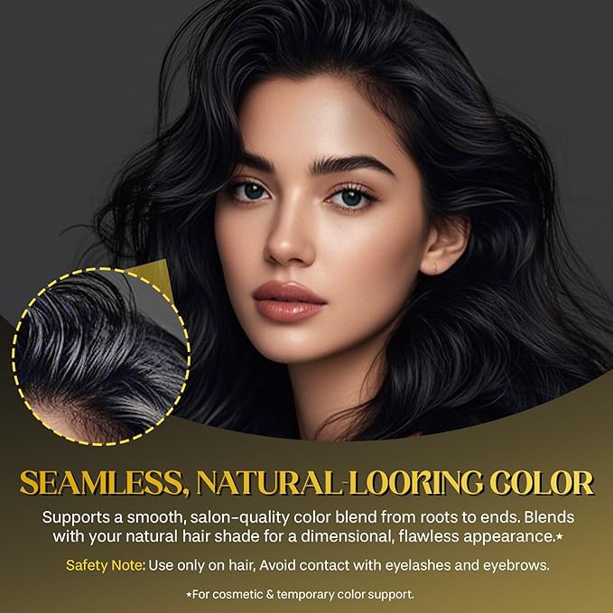 Safe and Convenient Comb Hair Dye | Portable Color Touch-Up Wand | Waterproof and Sweat-Proof | Instantly Covers Gray Roots | Precision Brush for Accurate Coverage | 20g (01# Black)
