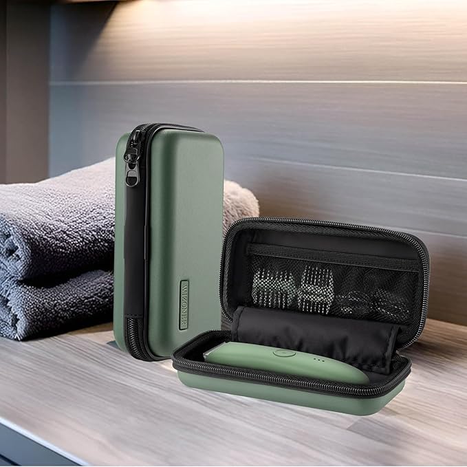 Trimmer Case, Razor Storage Bag Shaver Travel Hard EVA Storage box for Electric Trimmer and Accessories - Case Only (Green)