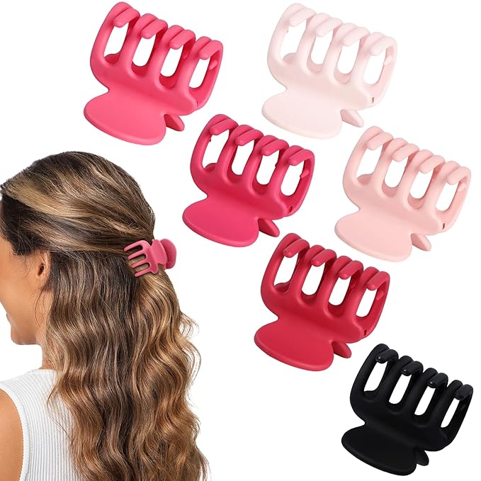 6 Pcs Hair Clips Small Claw Clips for Thin Hair Medium Matte Non-slip Hair Accessories for Women and Girls (Pink)