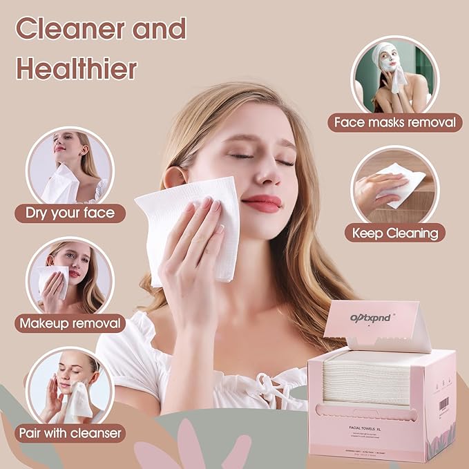 Disposable Face Towel Cloth Thicker Large Size 10"X12"Face Towelettes Disposable for Washing Clean Skin Towels Cleaning Towels