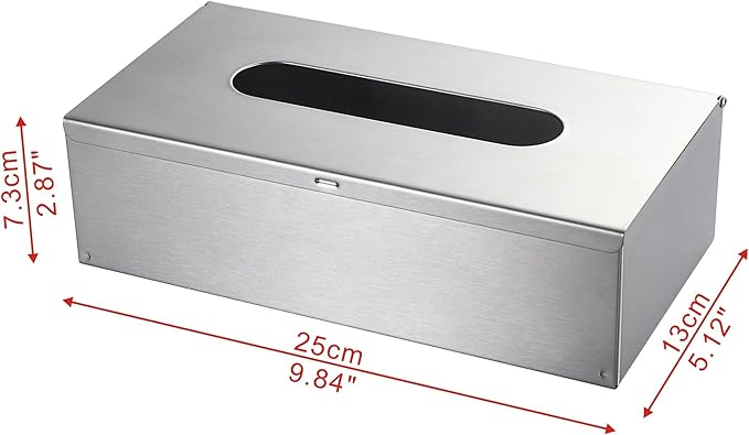 JunSun Rectangular Tissue Box Cover - Napkin Holder, Facial Tissue Storage Box - Decorative Holder for Bathroom, Bedroom, Nightstand, Office - Stainless Steel, Brushed Nickel