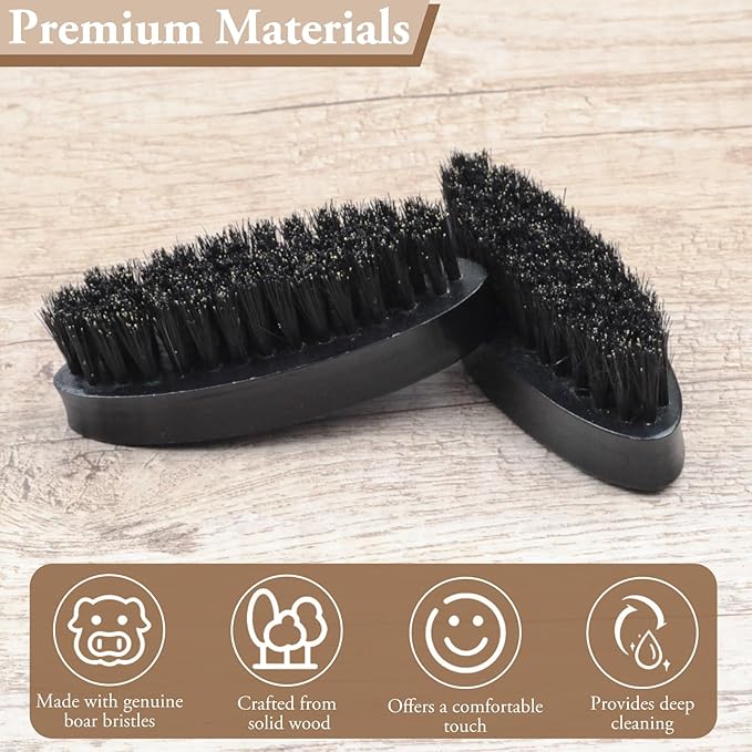 Men's Solid Wood Beard Brush, Boar Bristle Mustache Brush for Men, Military Style