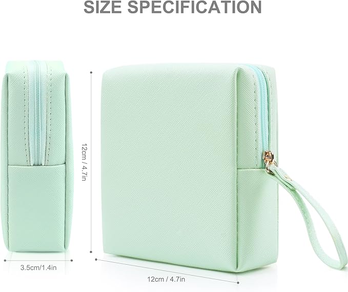Sanitary Napkin Period bag for Women, Sanitary Napkin Storage Bag, PU Leather Sanitary Pad Bags Pounch, Portable Tampons Zipper Organizer Bag with Handle for Ladies