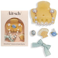 KitschPop ™ Hair Clips For Women with Charm Sets -Customizable Cloud Claw Clip With Interchangeable Collectible Cute Charms | Ideal Gifts For Women - Coastal Cottage - Butter Yellow, 7pcs Set
