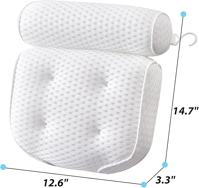 AEROiVi Luxury Bath Pillows for Tub，Bath Pillow Bathtub Pillows for Head and Neck Support Bath Cushion Made from Soft Spacer Mesh Material with Suction Cups