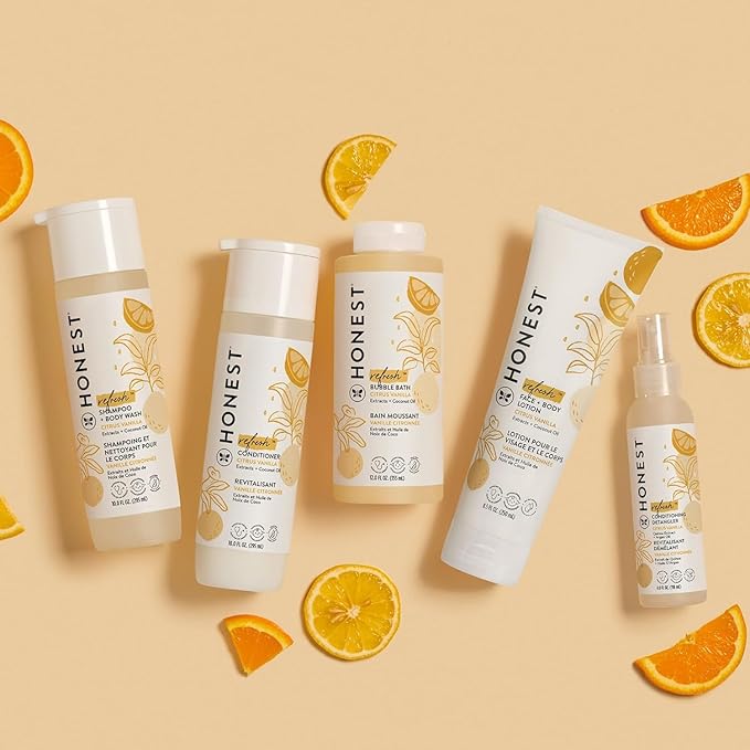 The Honest Company Hydrating Face and Body Lotion, Fast Absorbing, Naturally Derived Hypoallergenic, Citrus Vanilla Refresh, 8.5 fl oz