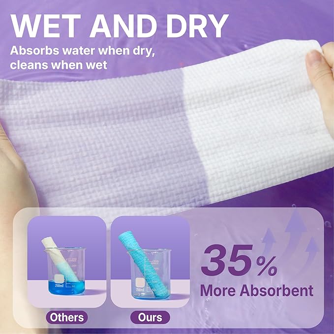Disposable Face Towels (50 Count) – XL 10"x12" Ultra Thick Facial Cleansing Cloths – Soft Biodegradable Dry Wipes for Sensitive Skin – Lint-Free Makeup Remover Towelettes for Daily Skincare