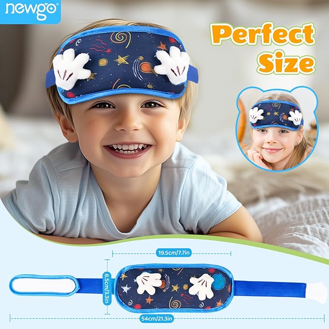 NEWGO Head Ice Pack for Kids Fever, Cute Toddler Gel Ice Packs for Boo Boos Reusable, Cold Head Wrap for Kids Migraine Relief, Headaches, Injuries, Ice Mask for Face, Eyes