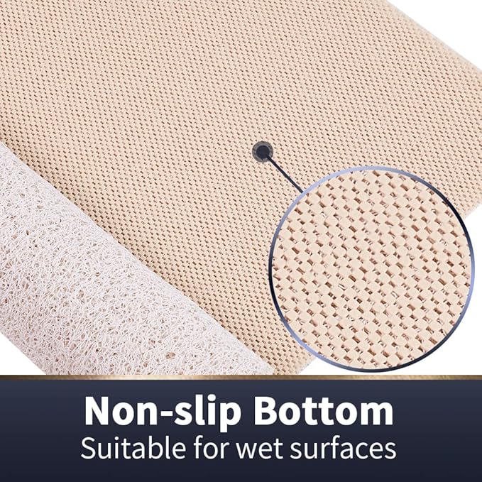 Asvin Soft Textured Bath, Shower, Tub Mat, 47x16 Inch, Phthalate Free, Non Slip Comfort Bathtub Mats with Drain, PVC Loofah Bathroom Mats for Wet Areas, Quick Drying