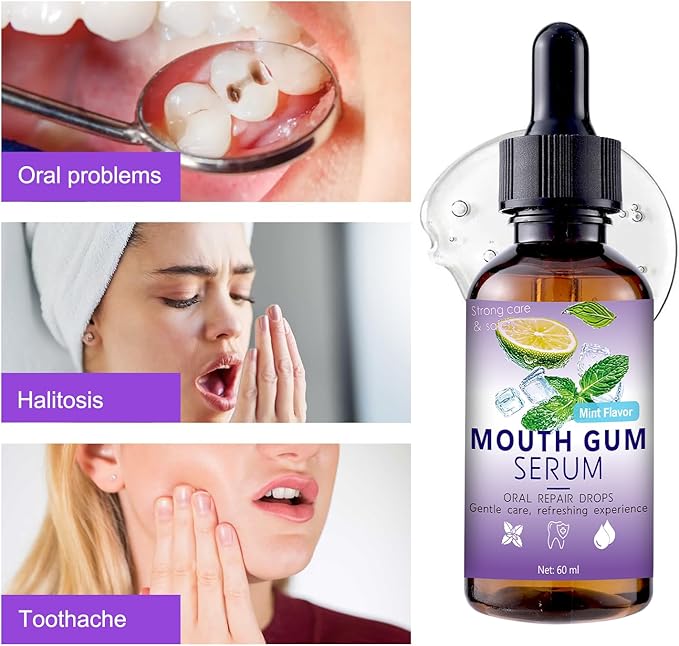 Gum Restore Drops 60ml, Advanced Natural Restore Formula for Receding Gums & Stain Removal for Adults, Fresh Breath Instantly and Gums Regrowth