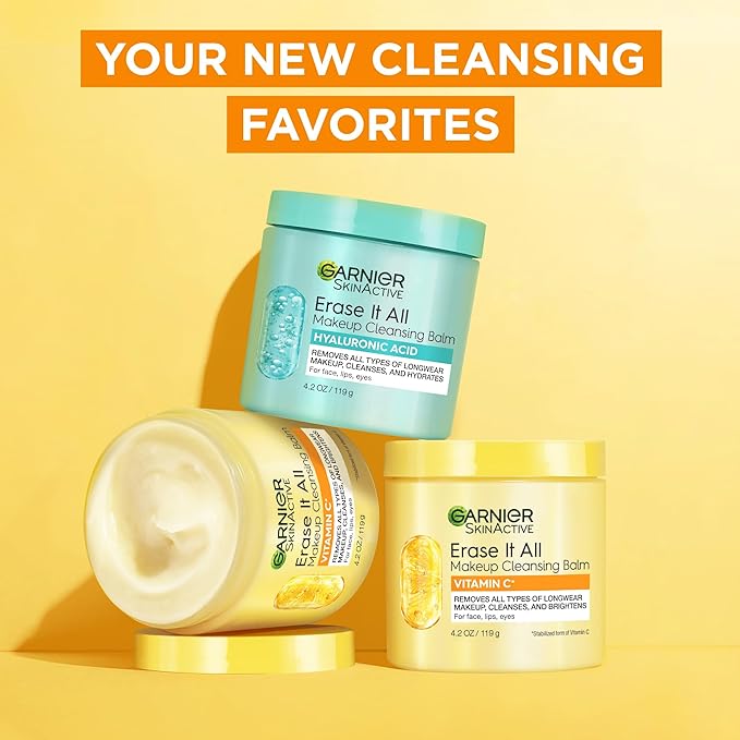 Garnier Erase It All Makeup Cleansing Balm with Vitamin C,Brightening Facial Cleanser and Makeup Remover,4.2 Oz,(Pack of 6)