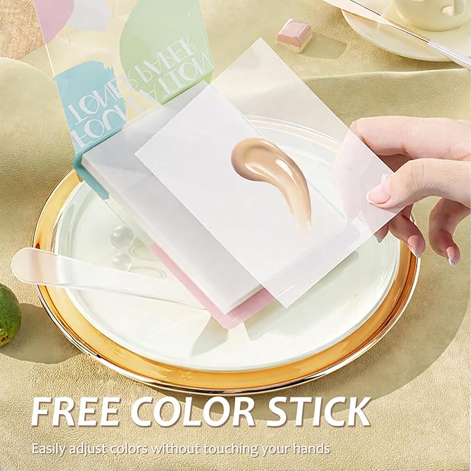 200Pieces Makeup Mixing Palette Papers, 2 Set of Cosmetic Palette Paper with Mixing Stick, Disposable Foundation Mixing Tray for blending foundation, concealer, eyeshadow, and liquid blush