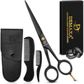 5" Professional Beard Scissors for men Mustache Scissors with 1 Mustache Comb, 1 Beard Comb & Soft Pouch – Prefect Beard shears mustache kit for All Facial Hair – moustache Grooming kit for Men