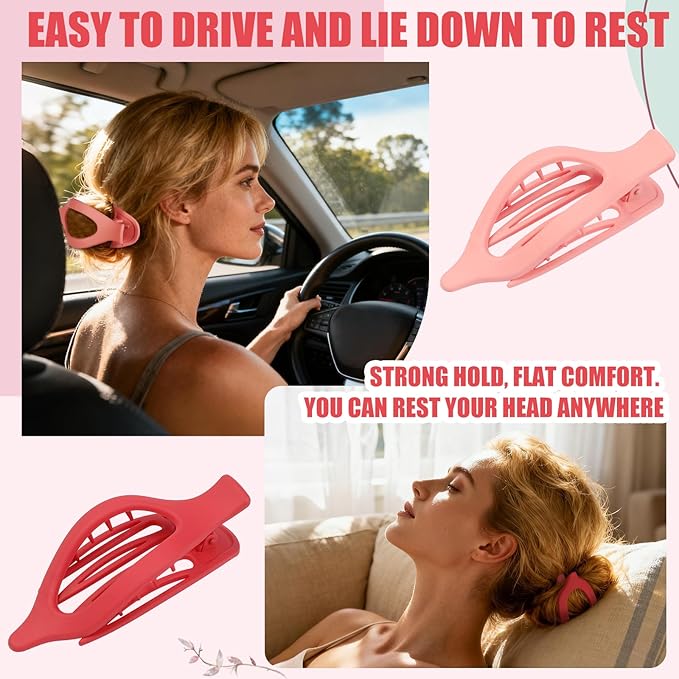 Flat Hair Clips for Women - 6 PCS French Flat Claw Clips Medium Hair Clips for Girls Large Hair Claw Clips for Thick or Thin Hair Strong Hold No Slip Hair Accessories for women (Red)