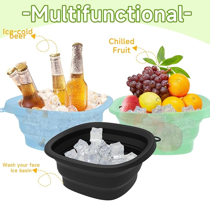 Face Bowl for Ice with Built-in IceTray,Collapsible Silicone Face Ice Bowl – Cold Plunge Therapy for Skin Tightening & Facial Treatment– Portable Spa Tool for Home & Travel（Purple)