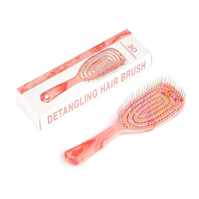 Detangling Wet Hair Brush for Thin or Straight Hair, Vented Detangler Hairbrush with Double-Layered Ultra and Soft-Nylon Bristles for Wet or Dry Hair, Gift for Women Girls Kids