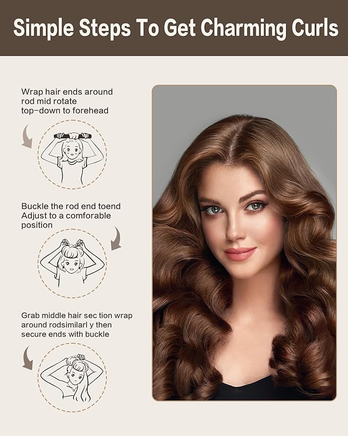 Heatless Curls Overnight with Satin Head Scarf, Velvet Hair Rollers for Blowout Look, No Heat Curling Rod for Long Thick Hair, Soft Sleep In Flexi Rods