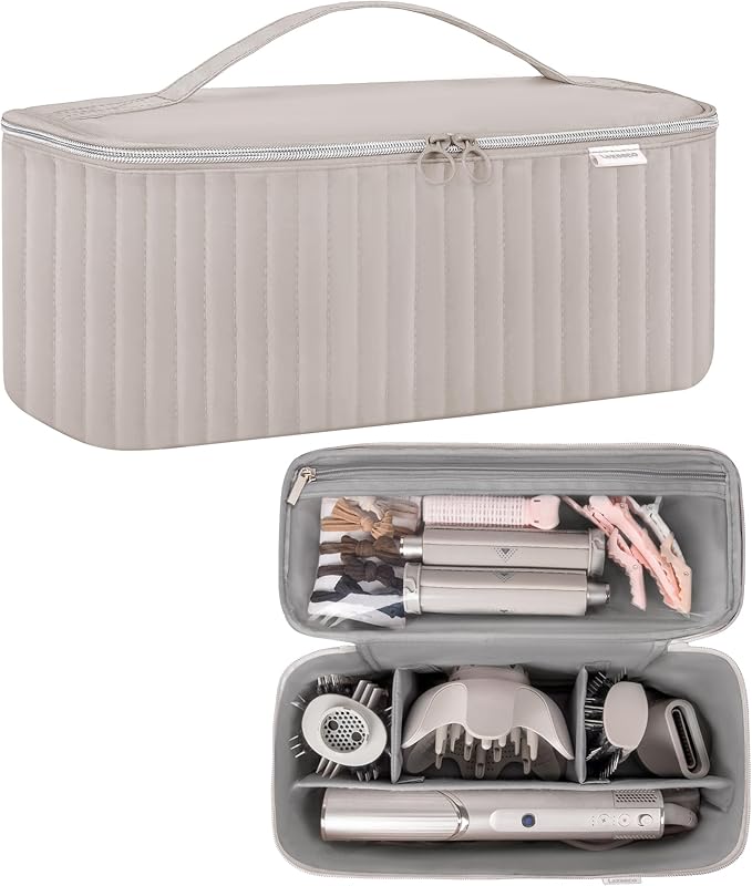 Travel Carrying Case for Hair Dryer Shark Flexstyle Dyson Airwrap Brush Hair Accessories Tools Storage Bag for Revlon Hairdryer Styler Organizer (Camel)