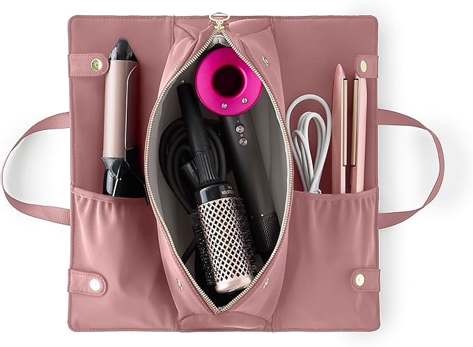 KUSSHI Hair Tools Bag - Oprah’s Favorite Things Winner - Neoprene Hair Tools Travel Bag & Hair Accessories Organizer Case (Mauve)