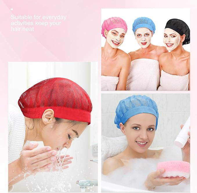 Chuarry 4 Pcs Mesh Sleep Bonnet for Sleeping Night Curly Hair Nets Sleep Caps for Women