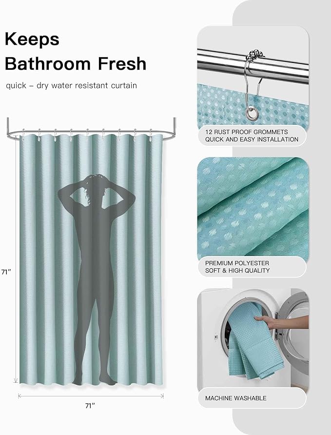 IMAVO Blue Bathroom Set,26Pcs Bathroom Accessories Set with Waffle Shower Curtain,Rugs,Trash Can,Tray,Soap Dispenser,Soap Dish,Toothbrush Holder,Toothbrush Cup,Toilet Brush Holder and Qtip Holders