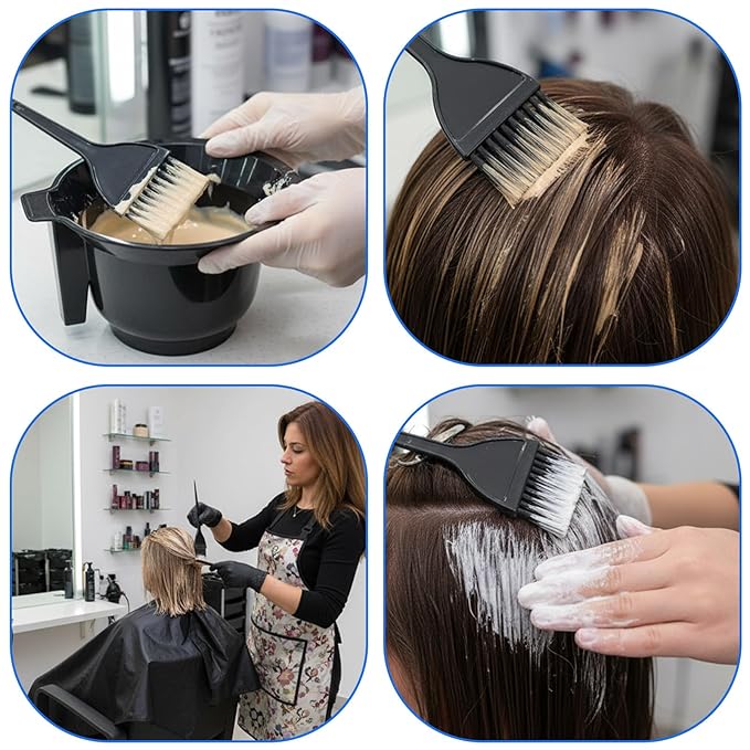6 PCS Hair Dye Brush, Black Hair Color Brushes Reusable Tint Coloring Dying Brush Kit for Hairstylist Reusable Color-Tint Applicator Women Men Salon and Home DIY Dyeing