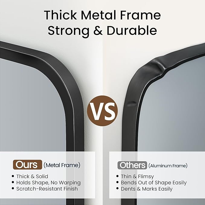 2-Pack 24x30 Inch Matte Black Bathroom Vanity Mirrors | Flush Mount Deep Set Metal Wall Mirror for Over Sink | HD Shatterproof Glass, Rustproof