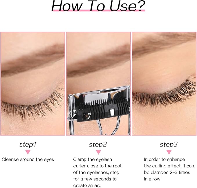 Eyelash Curlers with Comb,2 Pcs Eye Lash Curler Lash Tool Built in Comb Mini Makeup Lash Separator Tool Portable False Eyelashes Accessory (Black & Pink)