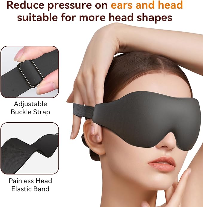 Sleep Mask, EVA BELLE Eye Mask for Men Women, Zero Pressure 3D Sleeping Mask, Cool Super Smooth Light Blocking Soft Eye Shade Cover Memory Foam, Lightweight for Home Travel Use