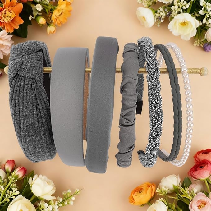 AHONEY 7 Pack Grey Headbands for Women Girls Headbands Non Slip Hairbands Y2K Hair Accessories Multi-style Headband Pack Diademas Para Mujer
