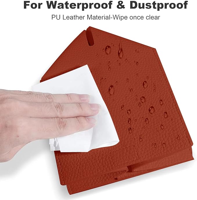 2 Pack, VIVIDLY Tissue Box Cover Holder, Square Modern PU Leather Tissue Box Holder, Can be Used for Bathroom Dressing Table, Bedside Table, Office Desk & Car 5"X5"X5"- (2, Reddish Brown)