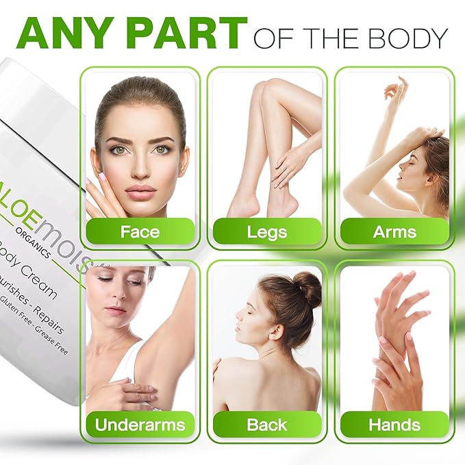 Organic Aloe Vera Face Cream & Body Moisturizing Cream, Natural Aloe Vera Lotion with Vitamin E Oil, Vitamin C, Retinol Cream, Shea Butter – Anti Aging Face Moisturizer for Women, Dry Skin (2 oz)