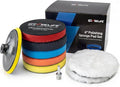 GEVEELIFE 9Pcs Buffing Polishing Pads Kit, 6 Inch Buffing Pads, Sponge & Woolen Pads with M14 Drill Adapter & Backing Plate for Car Care, Polishing, Washing, Cleaning, Waxing