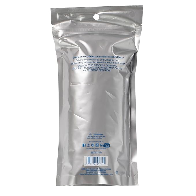 Conair Conditioning Caps for Hair Treatments, 30-Piece Pack – Disposable Clear Shower Caps for Deep Conditioning, Hair Coloring, and Moisturizing Treatments – Full-Sized, Latex Warning Included
