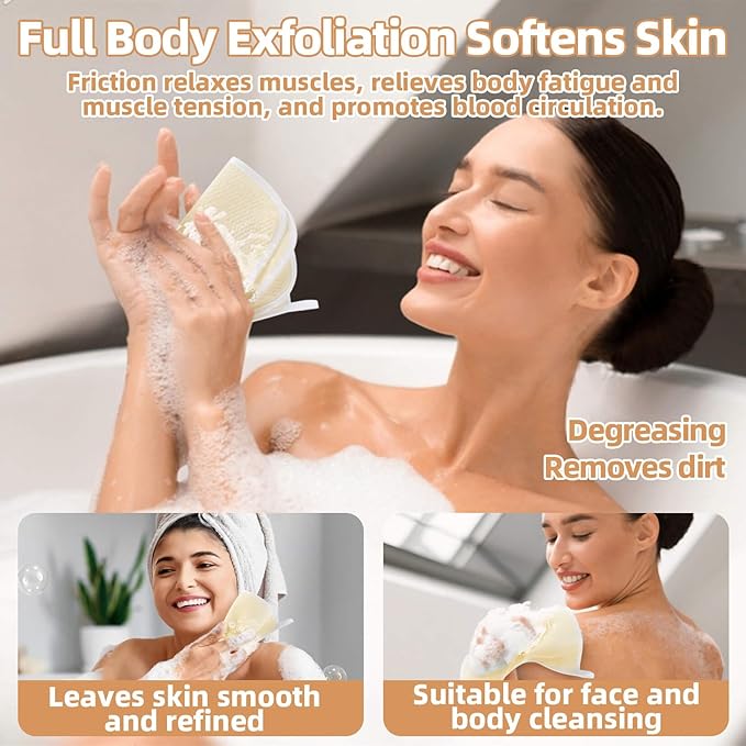 MAQIHAN Exfoliating Cloth - 4 Pack Exfoliating Washcloths for Body and Face Clean 8 × 10 inches Durable Weave Bath Body Scrubber Face Wash Cloths Bath Towel Washcloths Wash Towels for Women and Men