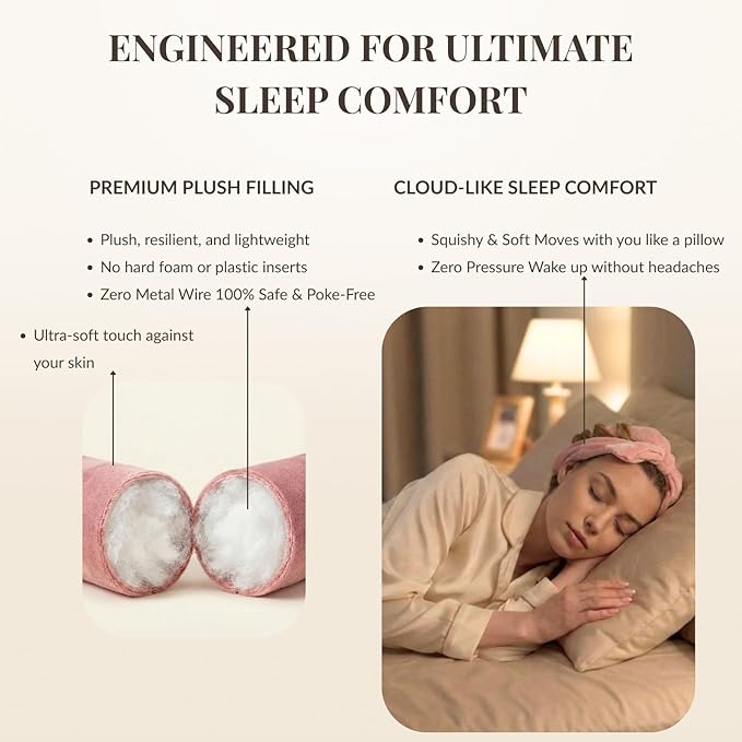 Heatless Curls Overnight, Velvet Hair Curler for Long Hair, No Heat Curling Rod Headband to Sleep In, Soft Rollers Set(Pink)