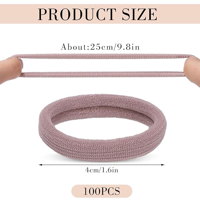obeoby 100PCS Hair Ties for Thick Hair, Seamless Nylon Elastic Ponytail Holders, Bulk Black Hair Bands & Elastics for Women Girls