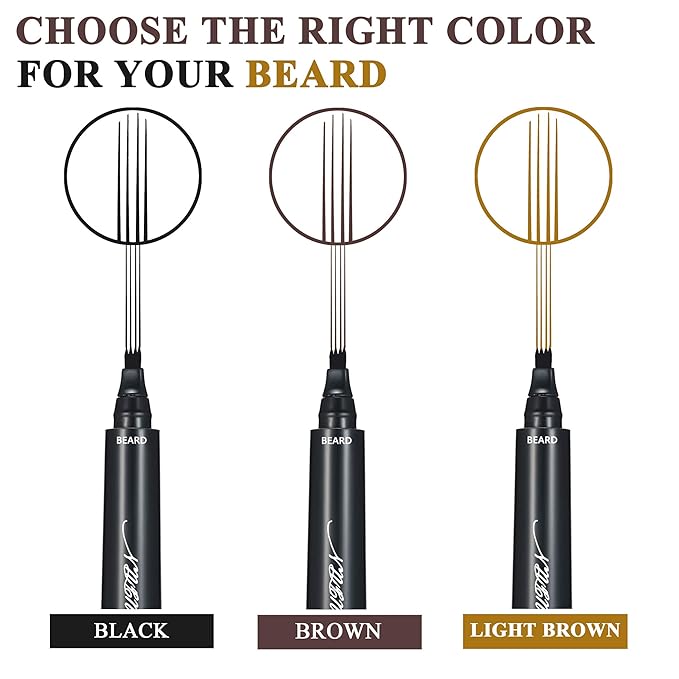 Beard Pencil Filler for Men - Sweat Proof, Water Resistance, Long Lasting & Natural Finish barber Pencil, Mustache Repair Shape (NORMAL BRUSH, BLACK)