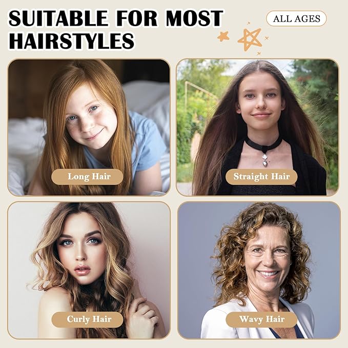 ZILAMPU No Heat Hair Curlers to Sleep In - 70" Soft Overnight Headband Wrap for Women Long Wave Curls, 9 PCS Rollers Gifts Set - Leopard Print
