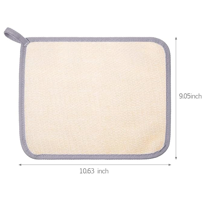 Tatuo 5 Pcs Exfoliating Face and Body Wash Cloths Towel Weave Bath Exfoliating Scrub Massage Bath Cloth for Women and Men, 10.63 x 9.05 Inch (Gray Edge)
