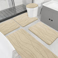 YIHOUSE Memory Foam Bathroom Rug Sets 5 Piece, Ultra Absorbent Bath Mat for Bathroom - Non-Slip Machine Washable & Dry Quickly, 5 Piece Bathroom Mat Set,Khaki