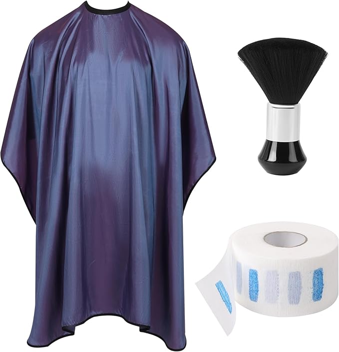 hair cutting cape set, salon barber cape with duster brush and disposable barber neck strip Salon Barber Cape for Men, Women