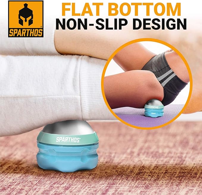 Sparthos Cold Massage Roller Ball - Fitness Cryosphere Massager - Cryo Cryocup Ice Massage Cups - for Muscle, Face, Body Muscles - Manual Polar Icing Cooling Balls - Freeze Tools (Mint/Blue, 70mm)