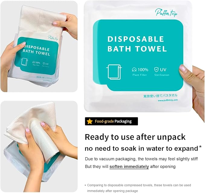 4 Pack Disposable Bath Towels Durable Large Portable Thicken Camping Towels for Travel Hotel Business Trip Swimming Pet Towels Sauna Spa Hot Spring Water Play 55''X27.5''